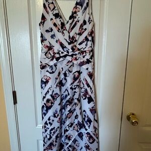 White House Black Market Asymmetrical Dress - Black, White, Pink